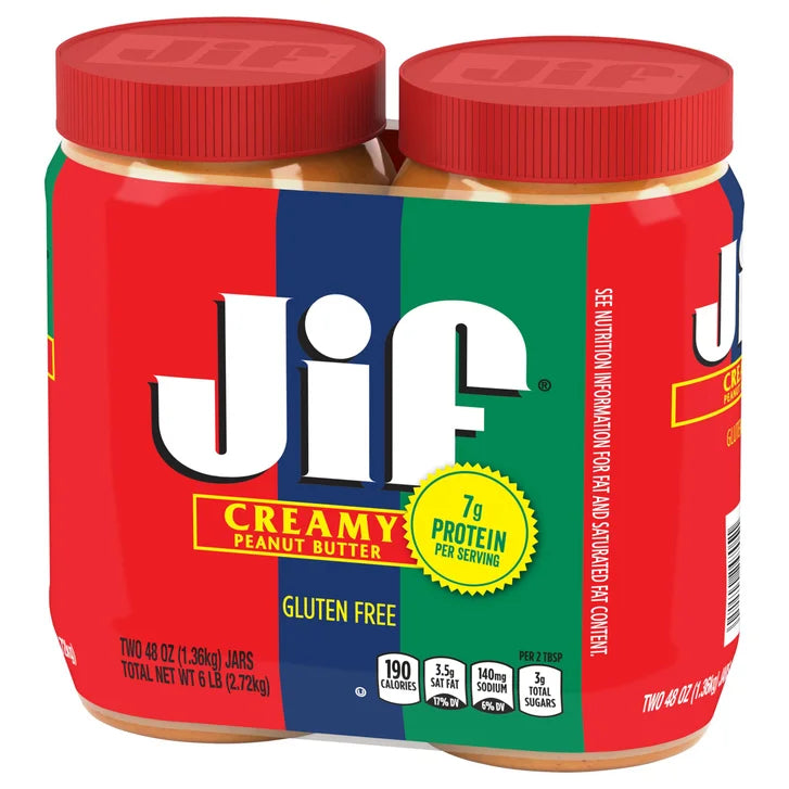 Jif Creamy Peanut Butter 48 oz, 2-Count