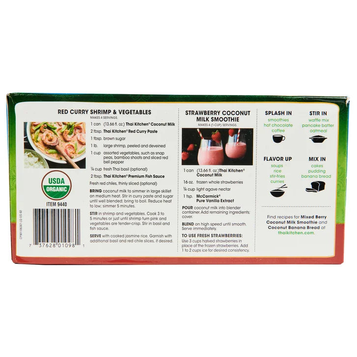 Thai Kitchen Organic Coconut Milk, Unsweetened, 13.66 fl oz, 6-count