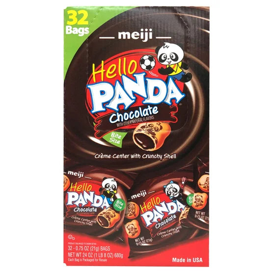 Meiji Hello Panda Chocolate Creme Filled Cookies, 0.75 oz, 32-count