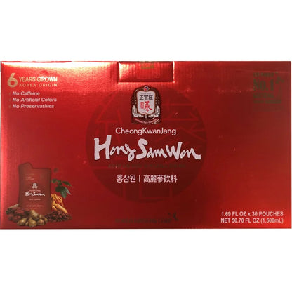 CheongKwanJang Hong Sam Won Red Ginseng Drink, 1.69 fl oz, 30-Count