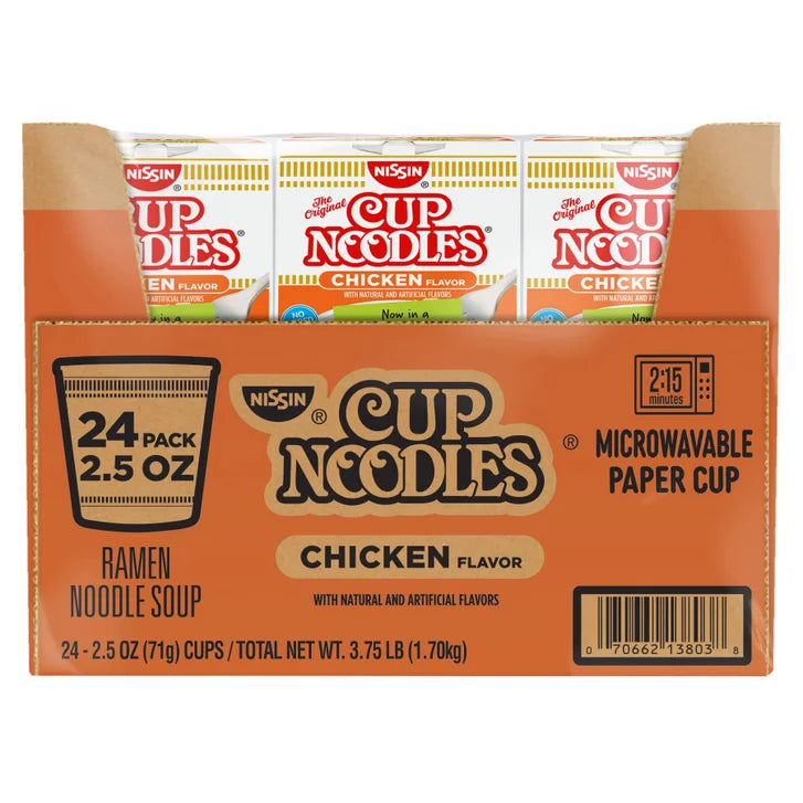 Nissin Cup Noodles, Chicken, 2.5 oz, 24-count