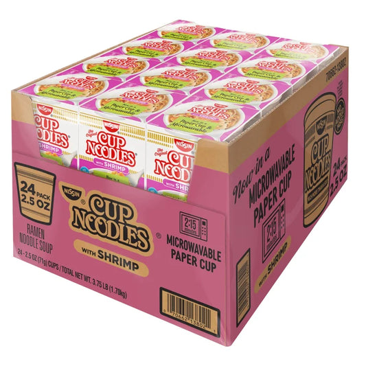 Nissin Cup Noodles, Shrimp, 2.5 oz, 24-count