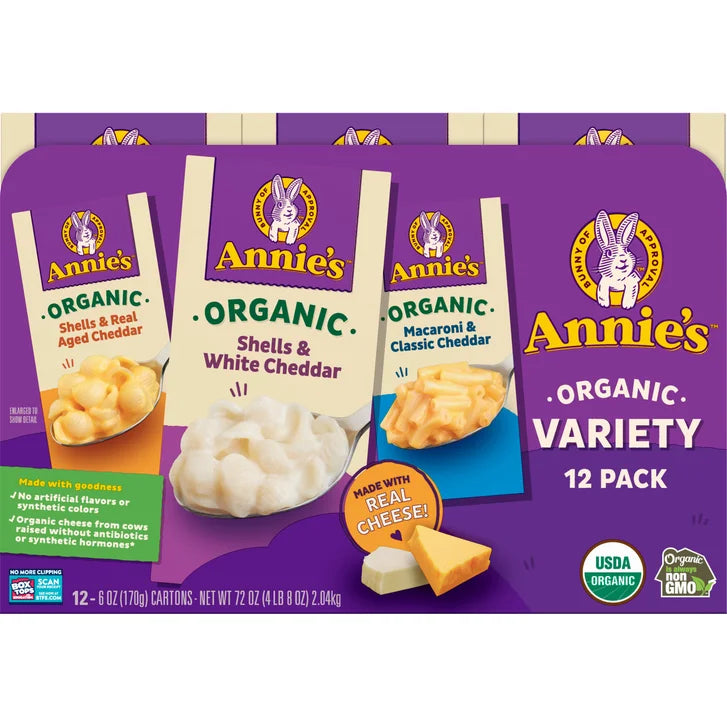 Annie's Organic Homegrown Macaroni & Cheese, Variety Pack, 6 oz, 12-pack