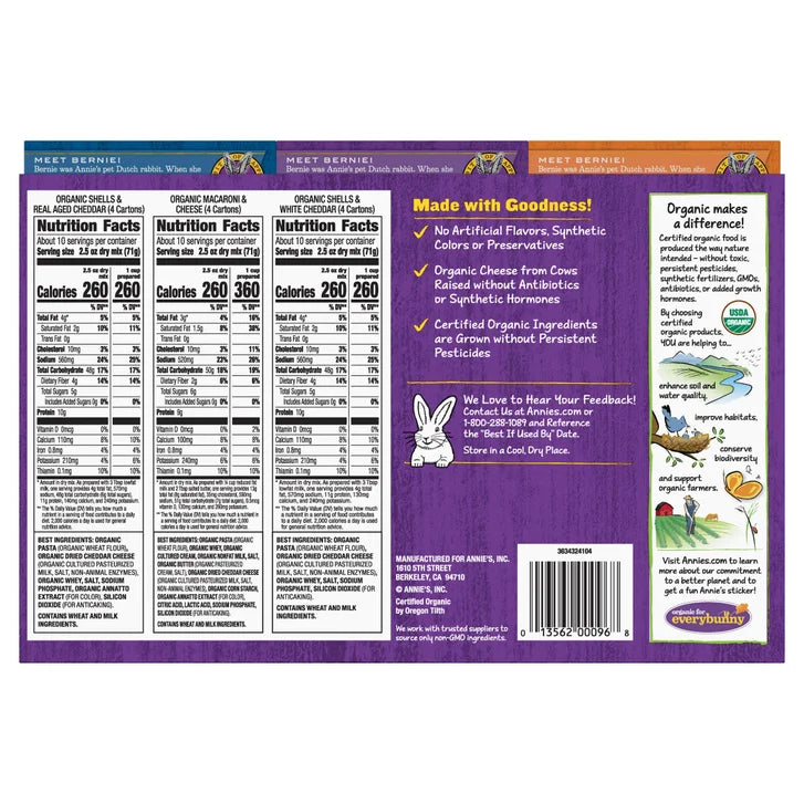 Annie's Organic Homegrown Macaroni & Cheese, Variety Pack, 6 oz, 12-pack