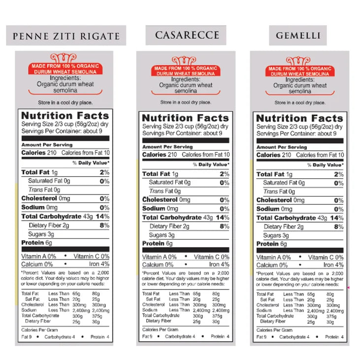 Garofalo, Organic Pasta, Variety Pack, 17.6 oz, 6-Count