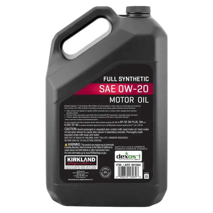 Kirkland Signature 0W-20 Full Synthetic Motor Oil 5-quart, 2-pack