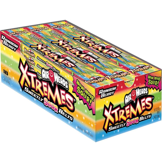 Airheads Xtremes Sweetly Sour Belts, Rainbow Berry, 2 oz, 18-count