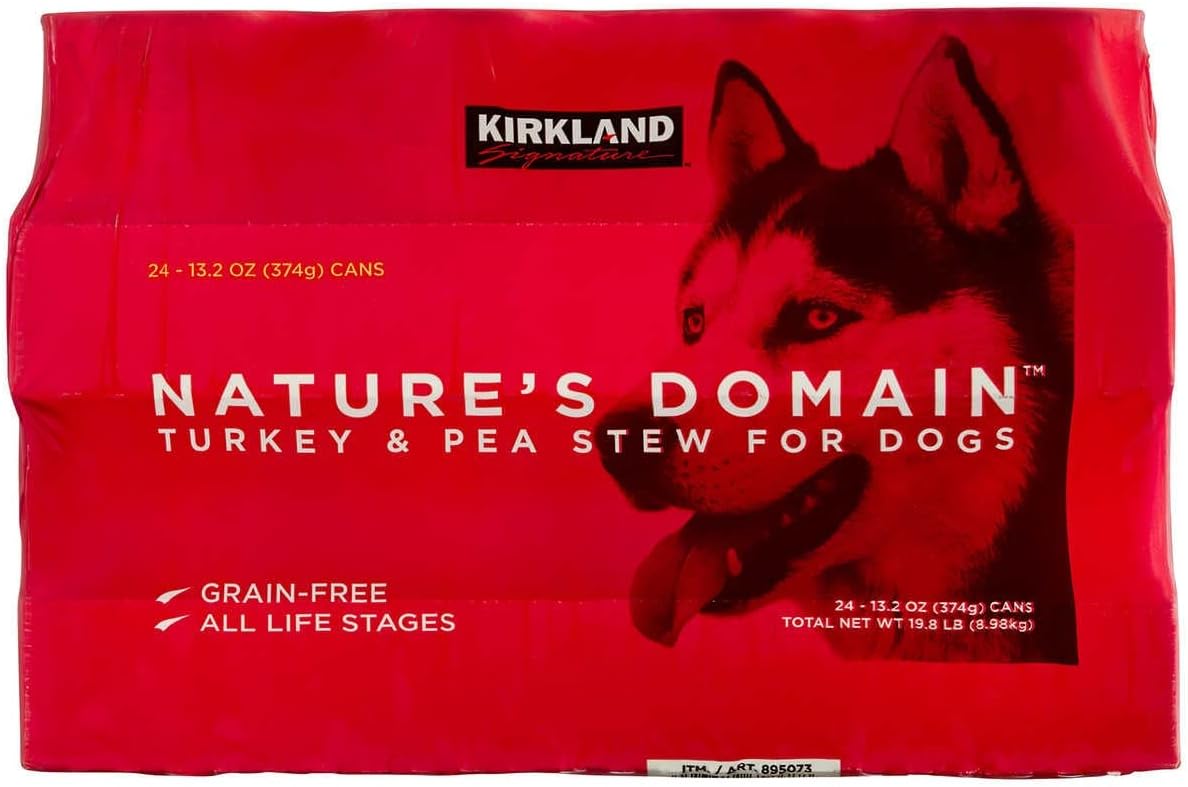 24 (13.2 Oz Each) Cans Nature's Domain Kirkland Turkey and Pea Stew Dog Food