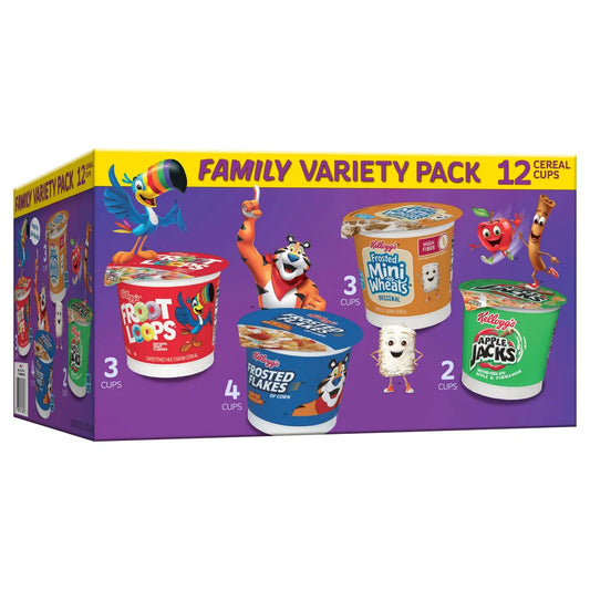 Kellogg's Cereal Cups, Family Variety Pack, 12-count