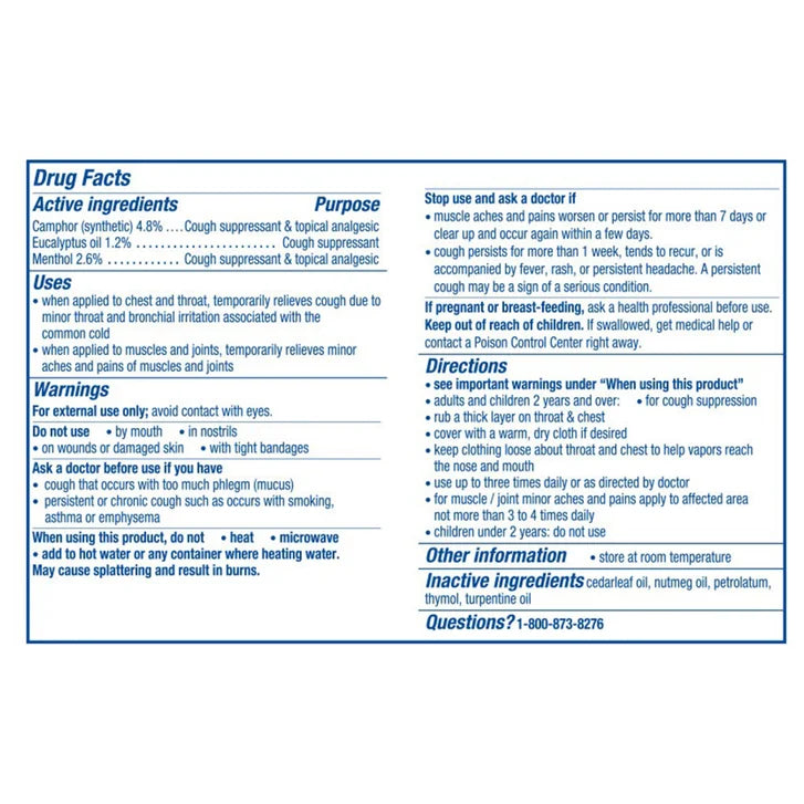 Vicks VapoRub Cough Suppressant & Topical Analgesic, 7.06 Ounces