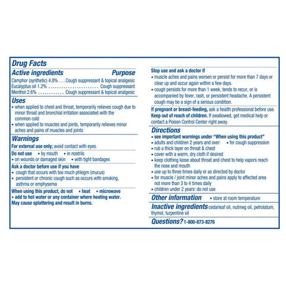Vicks VapoRub Cough Suppressant & Topical Analgesic, 7.06 Ounces
